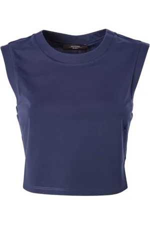 Max Mara Tops, Dames, Blauw, L, Katoen, Elegante Body Prosit Top zonder Mouwen