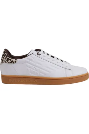 EA7 Schoenen, Dames, , 38 2/3 EU, Leer, Leren sneakers met verhoogd logo