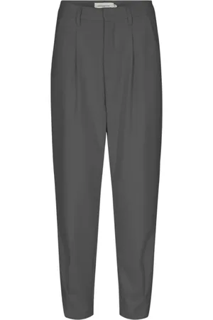Copenhagen Muse Broeken, Dames, Grijs, S, Leer, Slim Fit Tapered Broek
