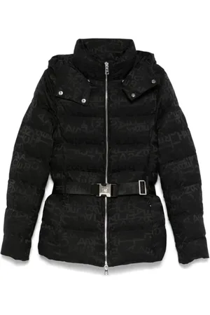 Elisabetta Franchi Jassen, Dames, Zwart, S, Nylon, Zwarte donsjas met logoband