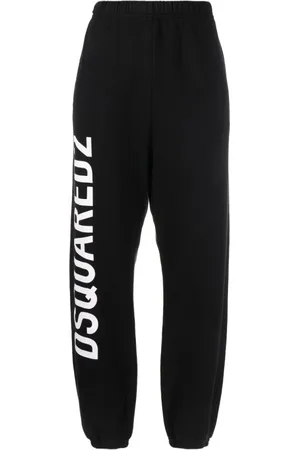 Dsquared2 Broeken, Dames, Zwart, M, Katoen, Logo-Printed Elasticated Waist Track Pants