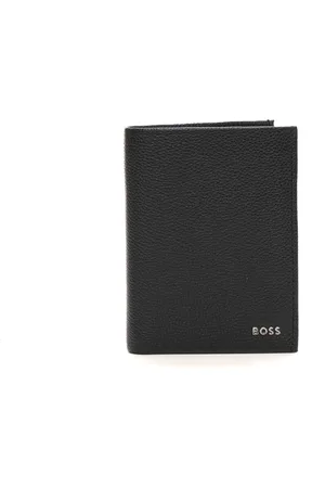 HUGO BOSS Accessoires, Heren, Zwart, ONE Size, Leer, Verticale Portemonnee met Kaarthoudercompartimenten