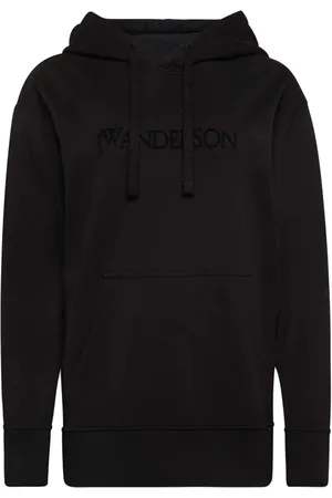J.W.Anderson Sweatshirts & Hoodies, Dames, Zwart, XS, Katoen, Logo Borduurwerk Unisex Hoodie
