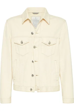 Brunello Cucinelli Jassen, Heren, Wit, M, Denim, Denim Jas