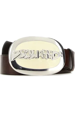 Dsquared2 Accessoires, Dames, Bruin, 70 CM, Leer, Logo Plaque Buckle Riem