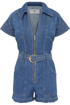 Elisabetta Franchi Jumpsuits & Playsuits, Dames, Blauw, M, Denim, Denim Playsuit