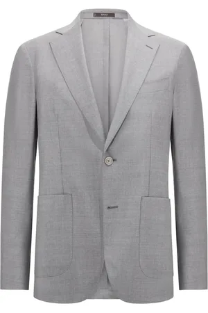 Boggi Milano Jassen, Heren, Grijs, XL, Wol, B Aria Wool Jacket