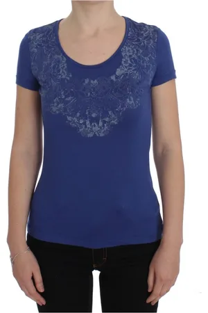 ERMANNO SCERVINO Tops, Dames, Blauw, S, Modal Stretch T-shirt