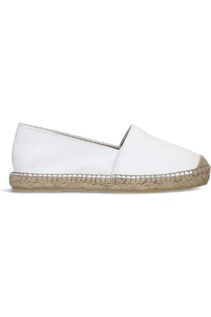 Manfield Schoenen, Dames, Wit, 38 EU, Leer, Witte leren espadrilles