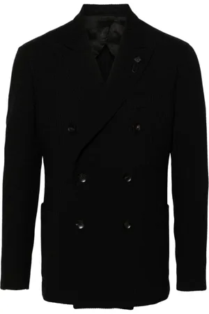 LARDINI Jassen, Heren, Zwart, L, Wol, Wollen Blend Double-Breasted Jas