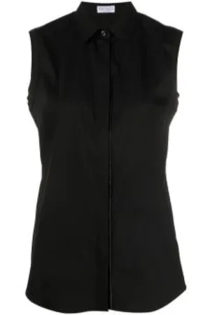 Brunello Cucinelli Blouses & Shirts, Dames, Zwart, L, Mouwloze Top