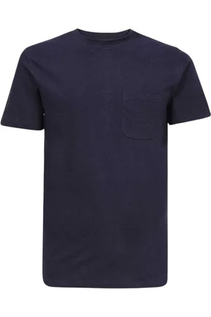 Les Deux Tops, Heren, Blauw, S, Katoen, Geribbelde T-shirt met ronde hals en borstzak