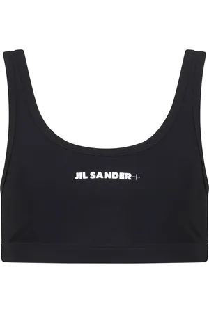 Jil Sander Tops, Dames, Zwart, S, Witte badpak met centraal logo