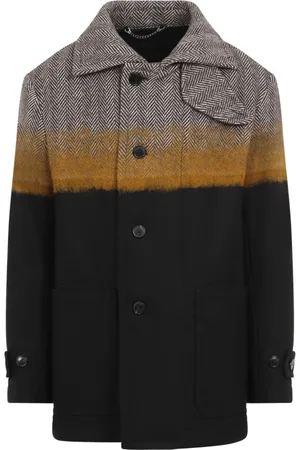 DRIES VAN NOTEN Mantels, Heren, Bruin, L, Wol, Luxe Bruine Wollen Blend Jas