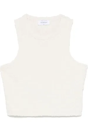 OFF-WHITE Tops, Dames, Wit, M, Witte Mouwloze Top