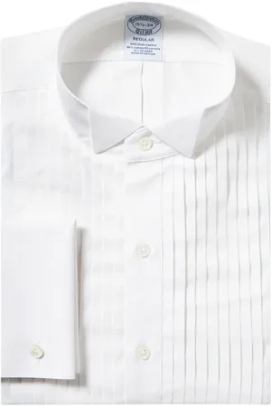 Brooks Brothers Overhemden, Heren, Wit, M, Katoen, Regular Fit Supima Katoen Formeel Overhemd met Wingtip Kraag