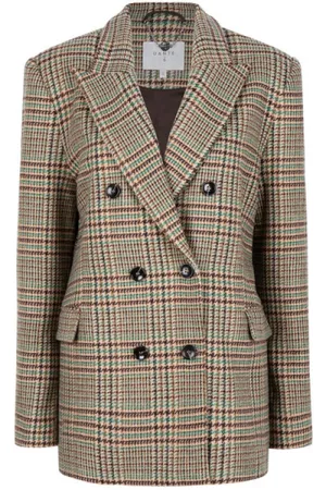 Dante 6 Jassen, Dames, Bruin, S, Wol, Veelkleurige Glencheck Blazer van Wolmix