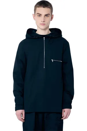 DRIES VAN NOTEN Jassen, Heren, Zwart, S, Katoen, Hooded Cotton Zip-Up Shirt
