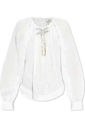 FORTE FORTE Blouses & Shirts, Dames, Wit, XS, Katoen, Top met Appliqué