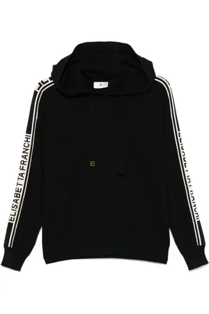 Elisabetta Franchi Sweatshirts & Hoodies, Dames, Zwart, XS, Katoen, Hoodie met Logo Motief