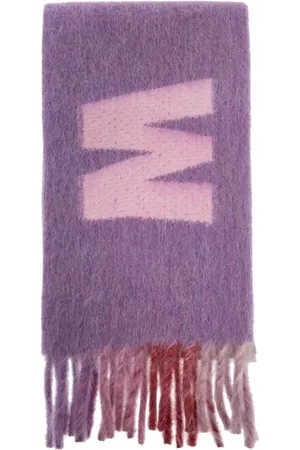 Marni Accessoires, Dames, Paars, ONE Size, Wol, Maxi Logo Wollen Mohair Sjaal