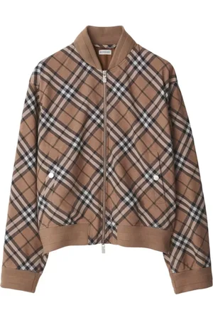 Burberry Jassen, Heren, Grijs, M, Wol, Vintage Check Grey Bomberjack