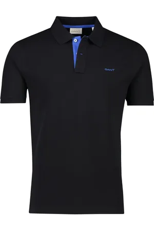GANT Tops, Heren, Zwart, XL, Katoen, Zwart Poloshirt met Korte Mouwen