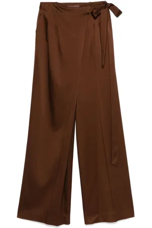 ERMANNO SCERVINO Broeken, Dames, Bruin, S, Wol, Stijlvolle wijde broek