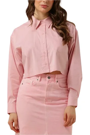 Co`Couture Blouses & Shirts, Dames, Roze, L, Katoen, Cropped Katoenen Blouse