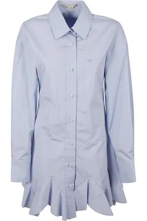 Stella McCartney Kleedjes, Dames, Blauw, 2Xs, Katoen, Gerimpelde Overhemdjurk