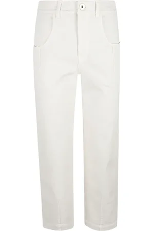 ELEVENTY Broeken, Dames, , 3Xs, Katoen, Crème Katoen Elastan Broek