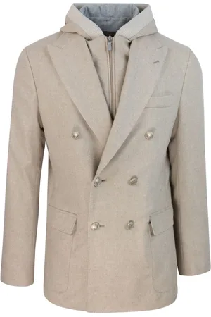 ELEVENTY Jassen, Heren, , L, Wol, Hooded Jacket met Volledige Ritssluiting