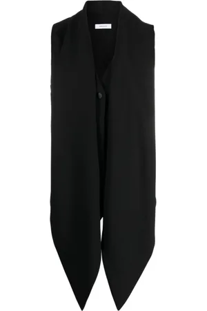 Salvatore Ferragamo Tops, Dames, Zwart, S, Wol, Zwarte wollen top met V-hals en aangehechte sjaal