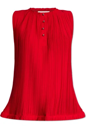 Lanvin Tops, Dames, Rood, S, Geplooide Top zonder Mouwen