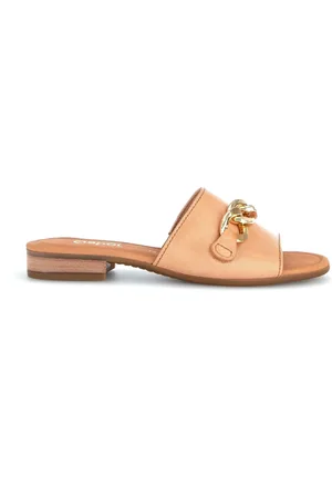 Gabor Schoenen, Dames, Bruin, 38 EU, Leer, Cognac leren muiltjes met juweeldetail