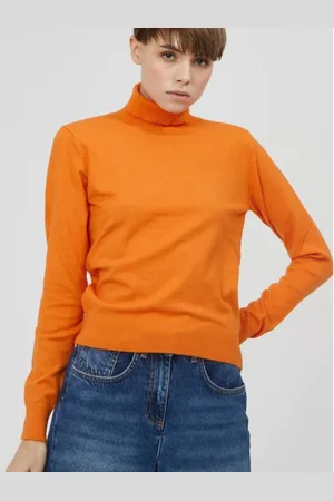 Silvian Heach Truien, Dames, Oranje, S, Polyester, Turtleneck Sweater Nunteg
