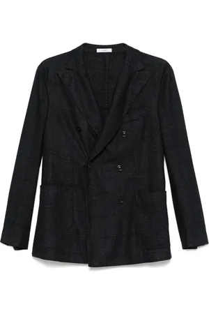 Boglioli Jassen, Heren, Blauw, M, Katoen, Blended Wool Double-Breasted Jacket