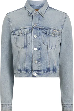 Calvin Klein Jassen, Dames, Blauw, L, Denim, Blauwe Denim Jas Straight Cut