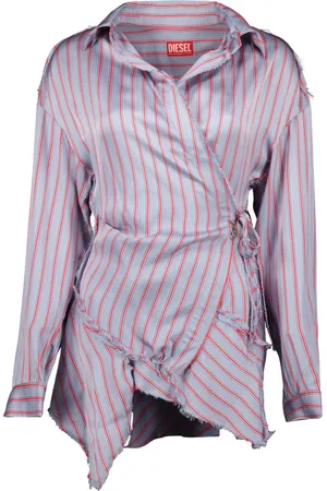 Diesel Blouses & Shirts, Dames, Paars, L, Gestreept Top in Wikkelmodel