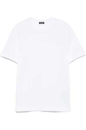 Ermenegildo Zegna Tops, Heren, Wit, XL, Katoen, T-shirt met ronde hals