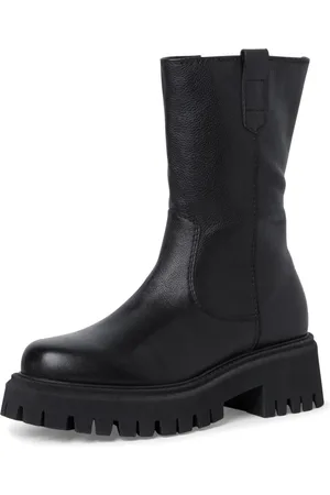 Tamaris Schoenen, Dames, Zwart, 37 EU, Leer, Stijlvolle leren enkellaarsjes
