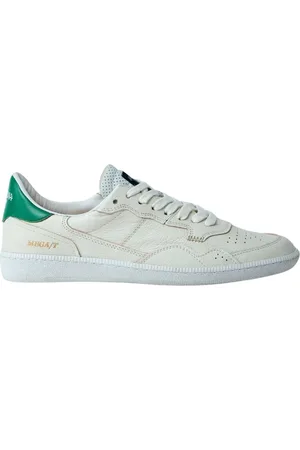 Hidnander Schoenen, Dames, Wit, 38 EU, Leer, Lage leren sneakers met logo-motief