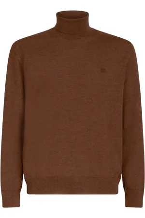 Etro Truien, Heren, Bruin, M, Wol, T-neck trui