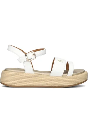 Tommy Hilfiger Schoenen, Dames, Wit, 34 EU, Denim, Meisjes Sandalen Stijlvol Model Wit