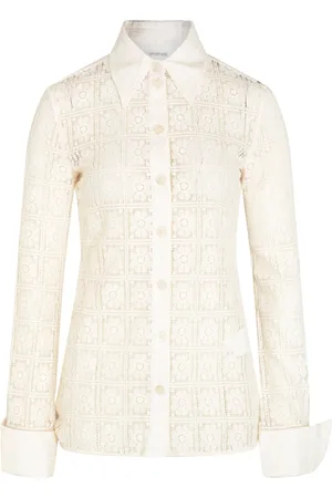 Sportmax Blouses & Shirts, Dames, Wit, S, Katoen, Floral Lace Shirt