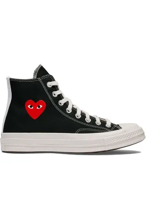 Comme des Garçons Schoenen, Heren, Zwart, 43 EU, Canvas Heart Sneaker
