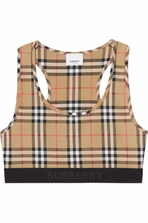 Burberry Tops, Dames, , S, Check Mouwloze Top
