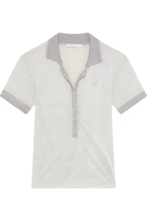 Patrizia Pepe Tops, Dames, Wit, S, Polyester, Gebreid T-shirt met polokraag
