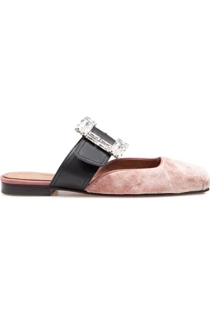 Dolce & Gabbana Schoenen, Dames, Roze, 37 1/2 EU, Fluwelen Juweelgesp Sabot