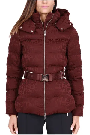 Elisabetta Franchi Jassen, Dames, Rood, M, Nylon, Kort Nylon Jacquard Jas